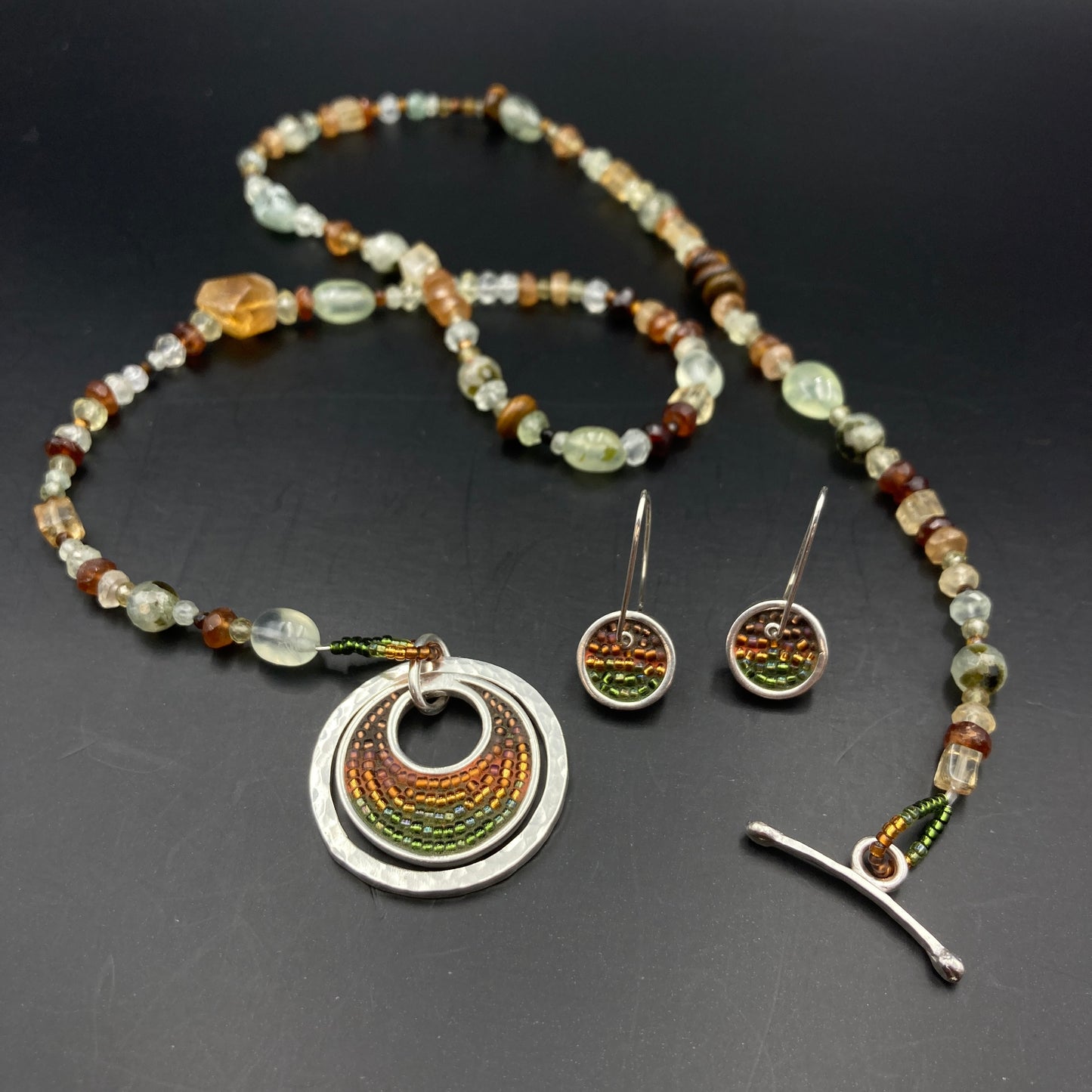 Prehnite Chime Necklace and earrings