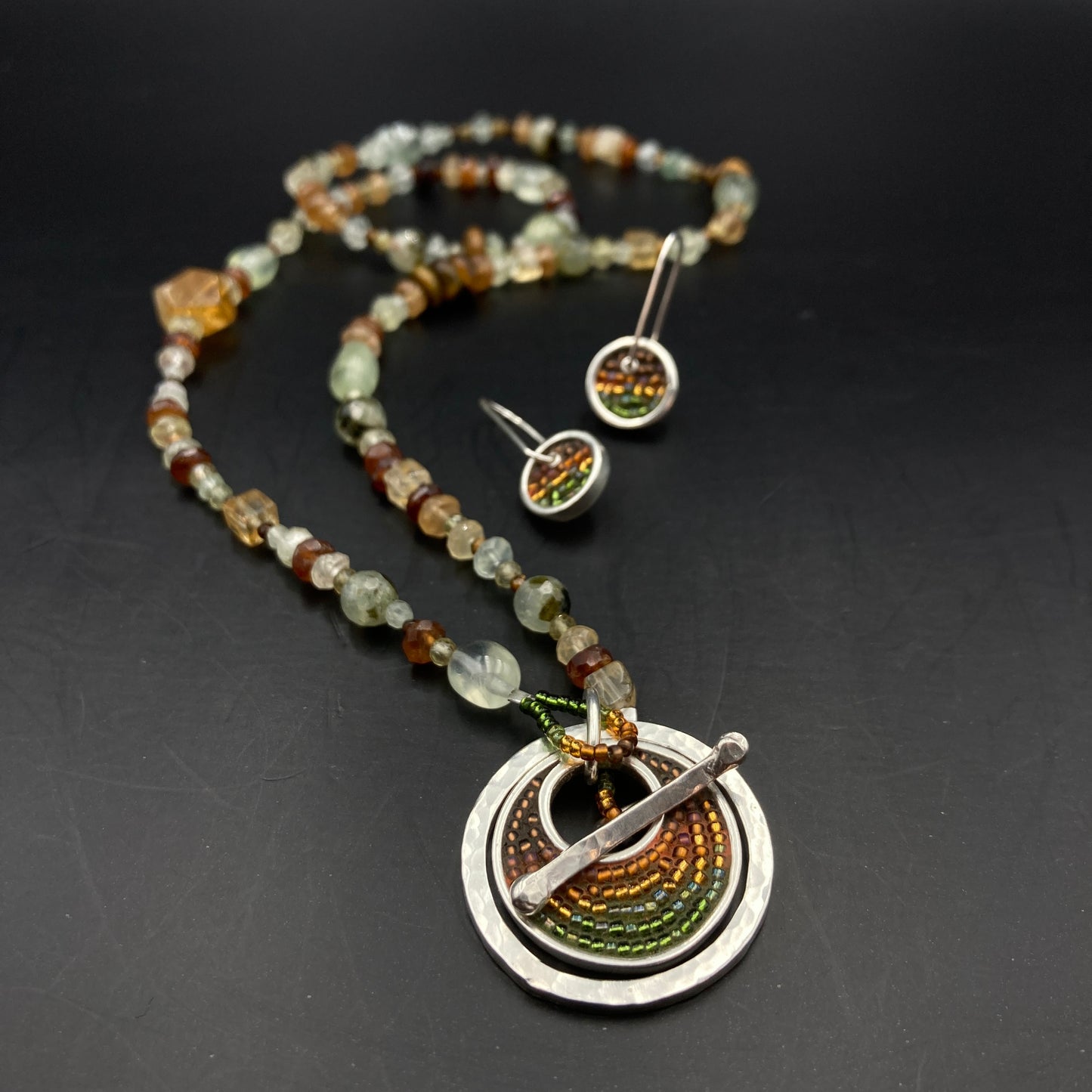 Prehnite Chime Necklace and earrings