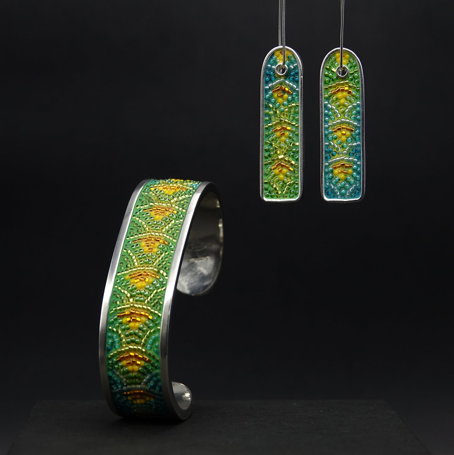 Art Deco Dragon Scales Earrings