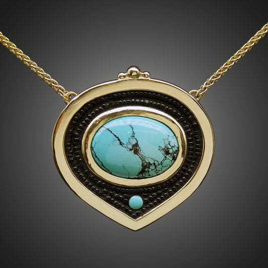 Turquoise and Gold Amulet
