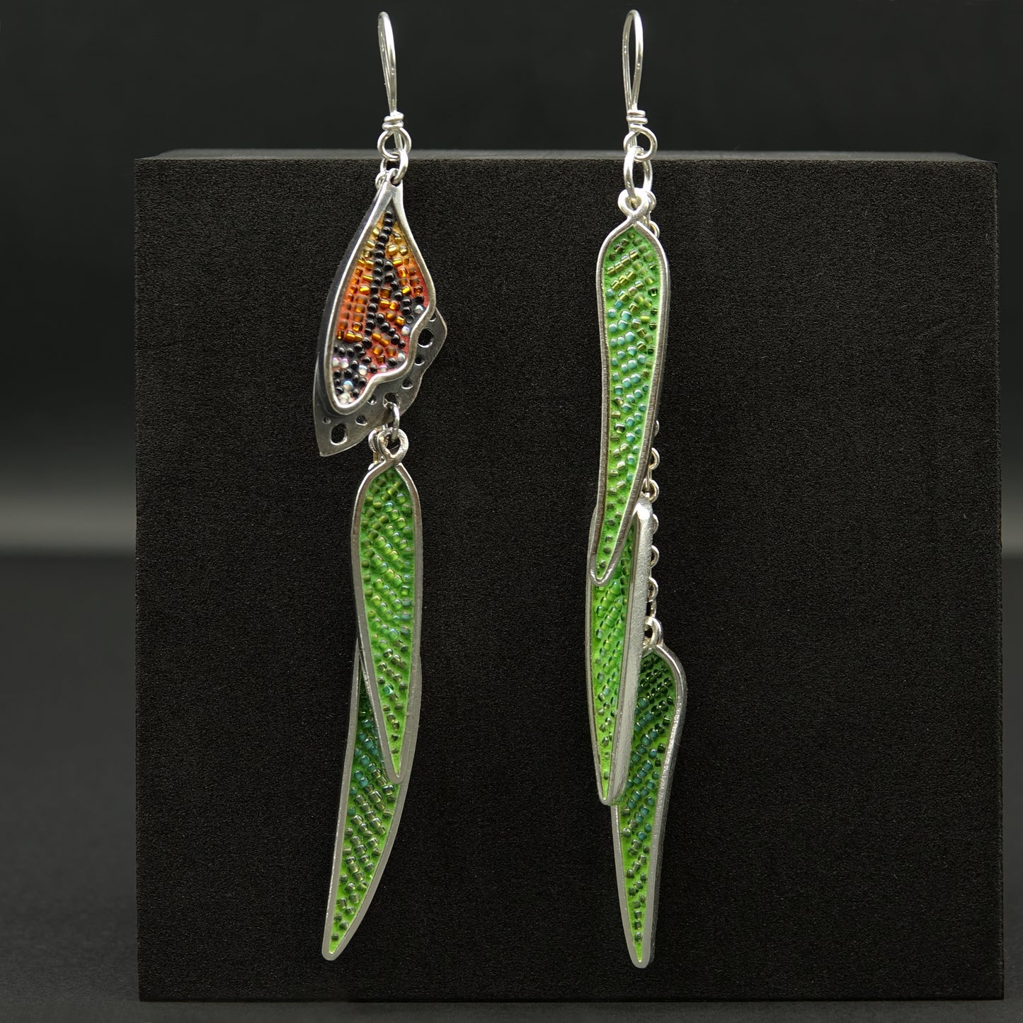 Monarch and Eucalyptus Earrings-Long