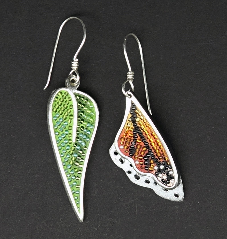 Monarch and Eucalyptus Earrings